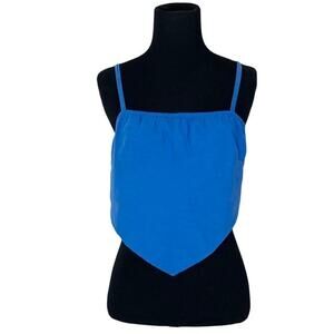 NEW BLANCO Top Women M Blue Bandana Style Tie Back Cotton